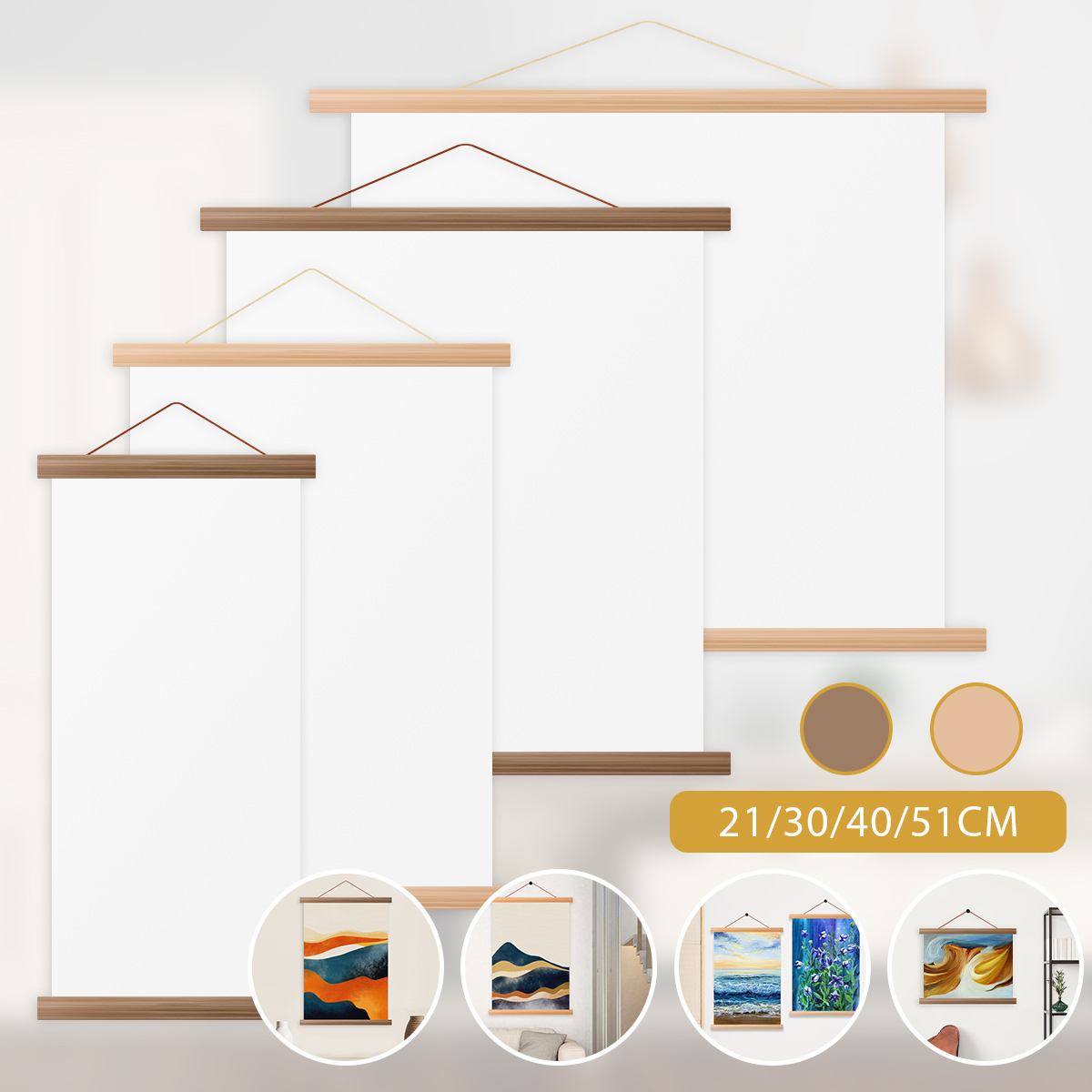 Engraved Wood Frame - 4 adet resim posteri askı çerçeveleri
