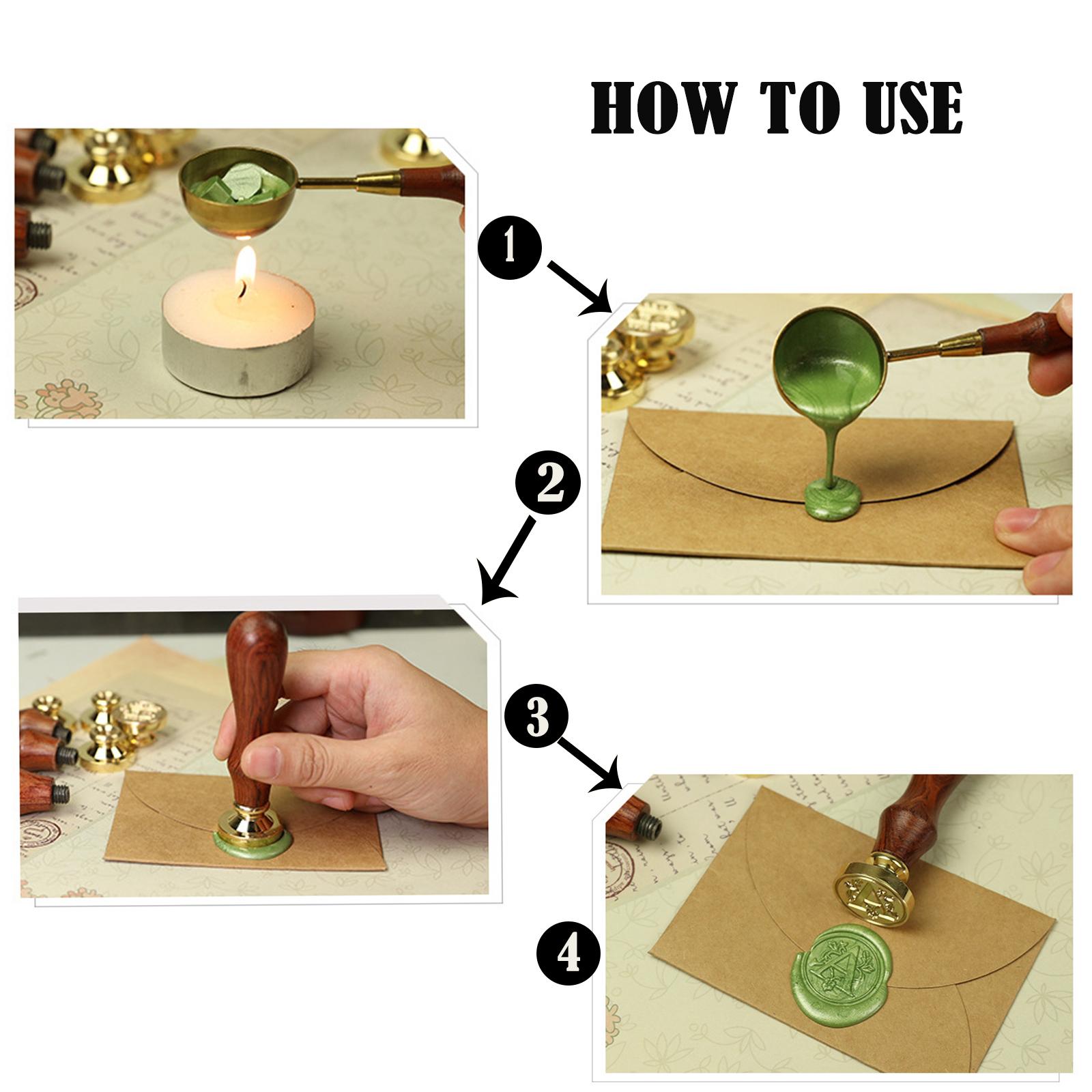 Wax Seal Letter Kit - Ahşap Saplı Mühür Balmumu Damgası Seti,