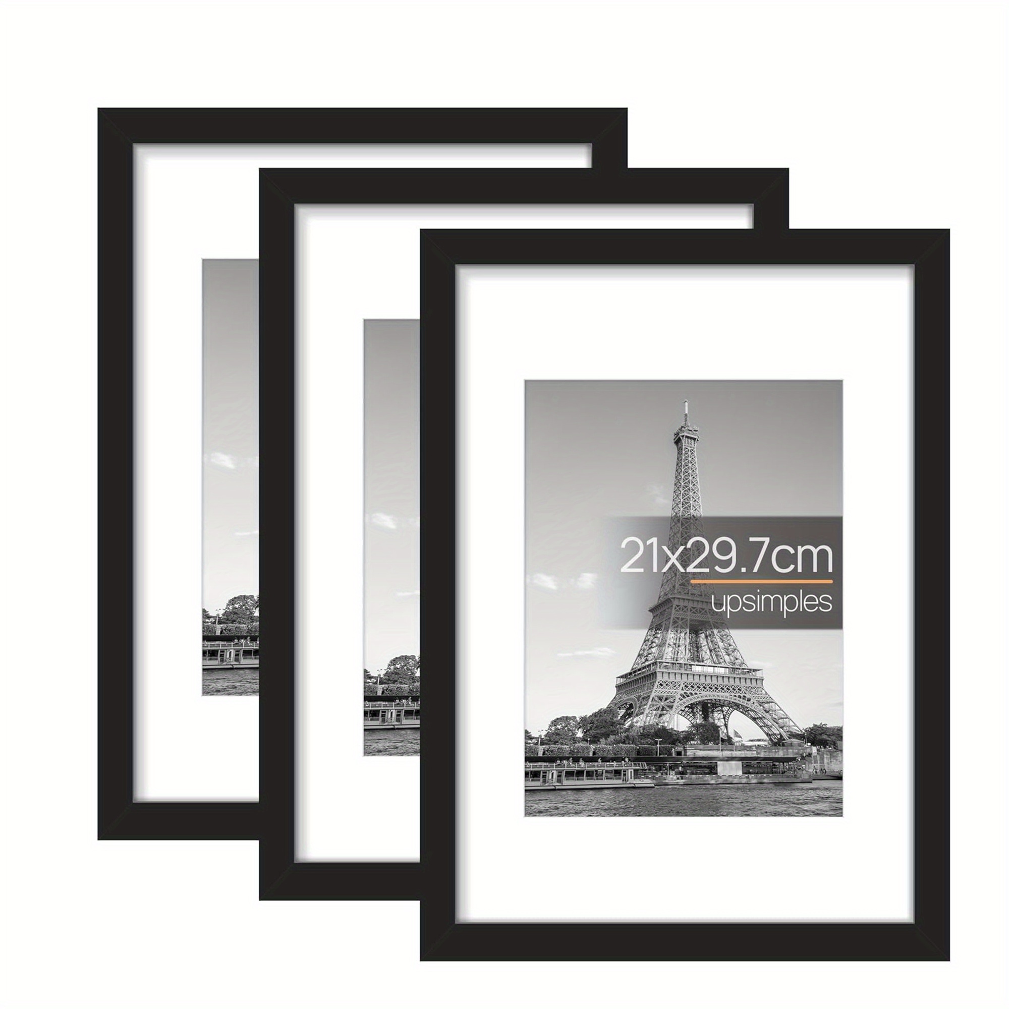 Engraved Wood Frame - 3 adet Ahşap Fotoğraf Çerçeveleri Resim