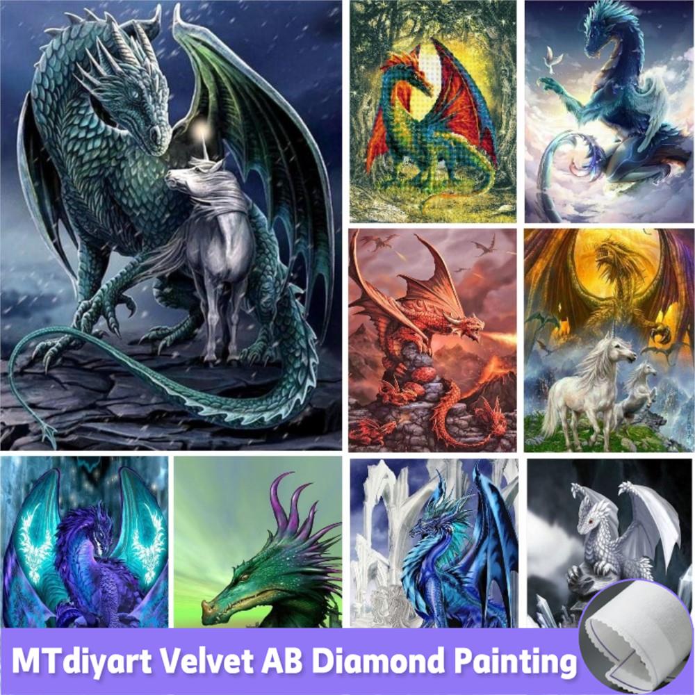 Photo Mosaic Print - DIY 5D ejderha ve Unicorn elmas