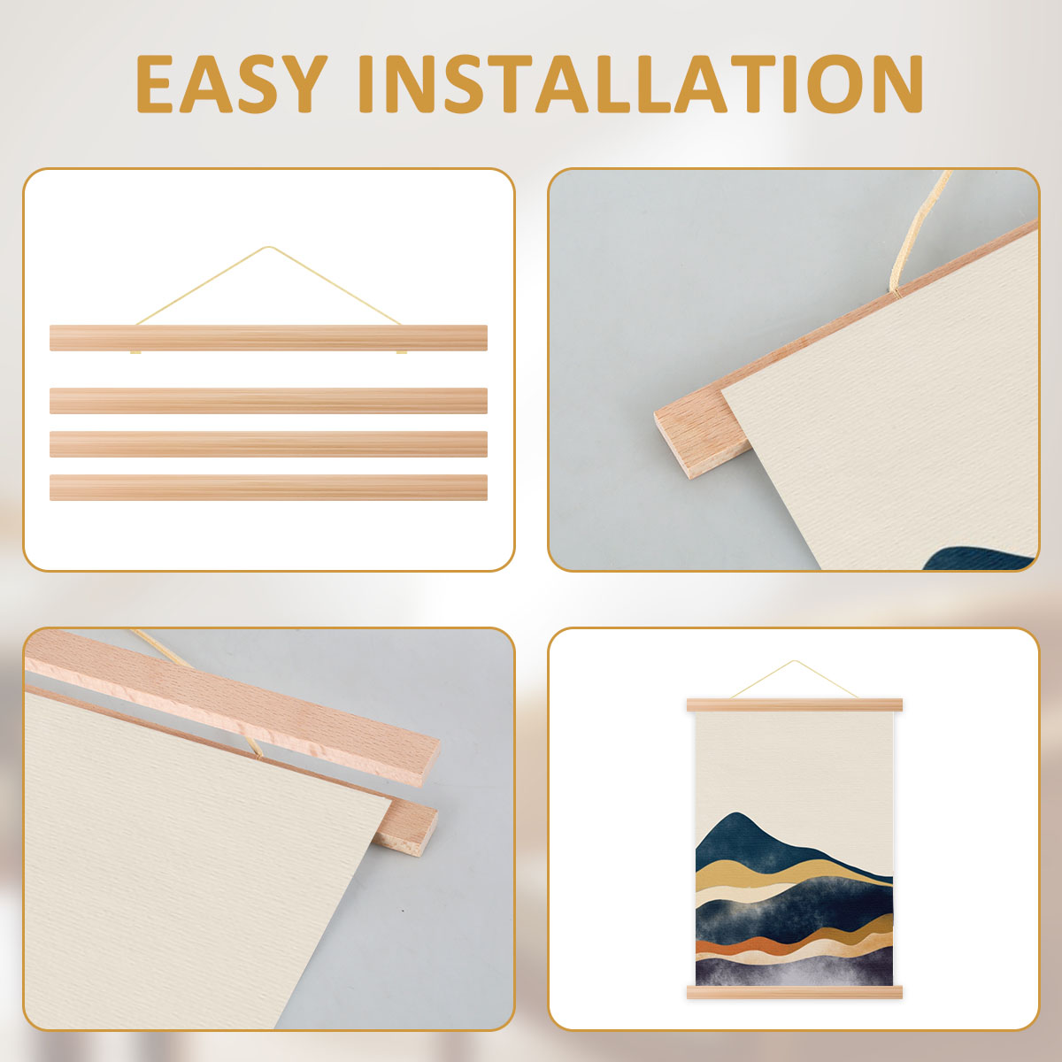 4 adet resim posteri askı çerç - Engraved Wood Frame incelemesi ve fiyatı